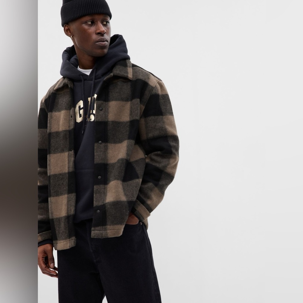 GAP Plaid Jacket shirt with Black and Tan Checkered Pattern XL Tall